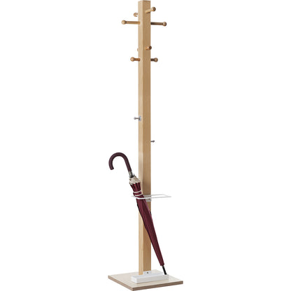 easyCloth coat stand, solid wood, 8 small hooks, white umbrella stand.