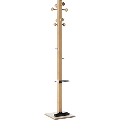 easyCloth coat stand, solid wood, 8 large hooks, black umbrella stand.