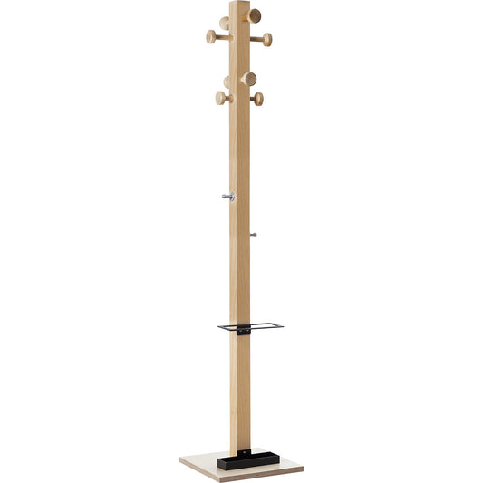 easyCloth coat stand, solid wood, 8 large hooks, black umbrella stand.