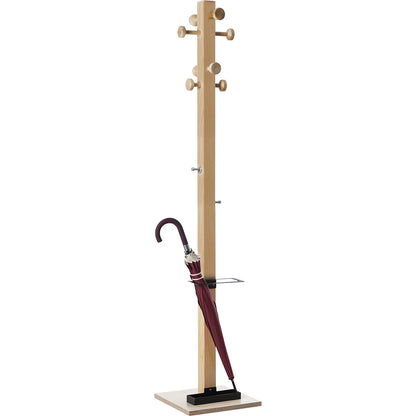 easyCloth coat stand, solid wood, 8 large hooks, black umbrella stand.