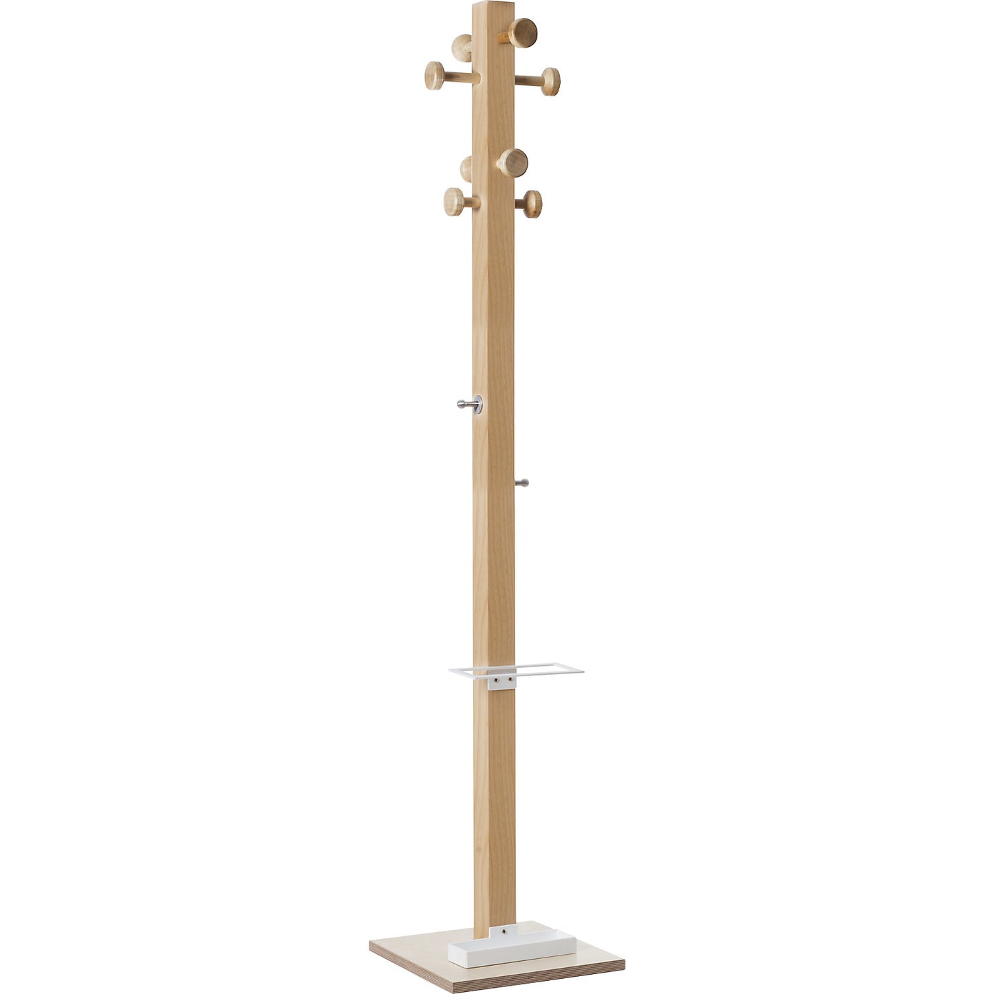 easyCloth coat stand, solid wood, 8 large hooks, white umbrella stand.