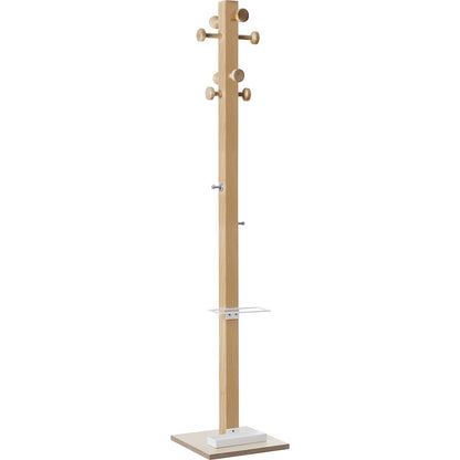 easyCloth coat stand, solid wood, 8 large hooks, white umbrella stand.