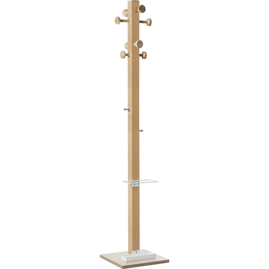 easyCloth coat stand, solid wood, 8 large hooks, white umbrella stand.