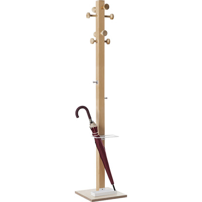 easyCloth coat stand, solid wood, 8 large hooks, white umbrella stand.