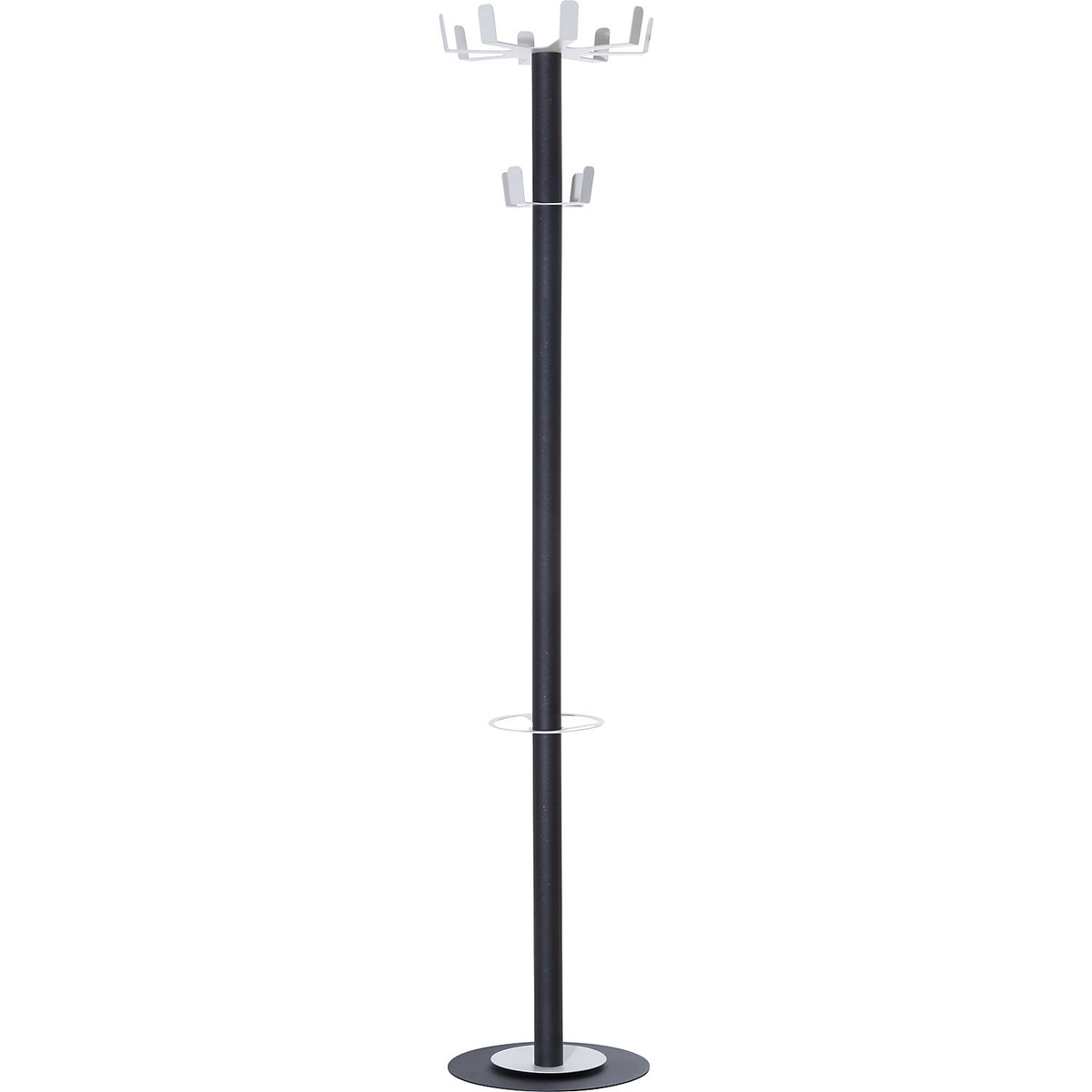 easyCloth coat stand, steel, incl. umbrella stand, model D, 12 hooks.