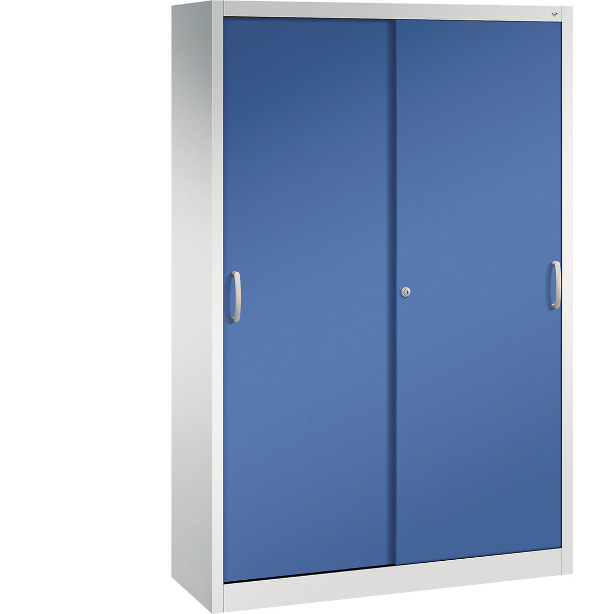 ACURADO sliding door cupboard, 4 shelves, HxWxD 1950 x 1200 x 400 mm, light grey / gentian blue.