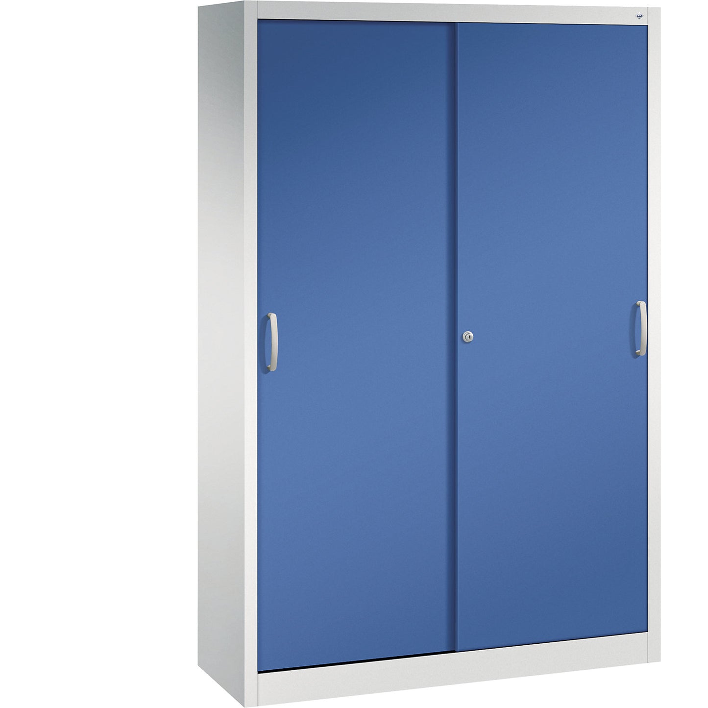 ACURADO sliding door cupboard, 4 shelves, HxWxD 1950 x 1200 x 400 mm, light grey / gentian blue.