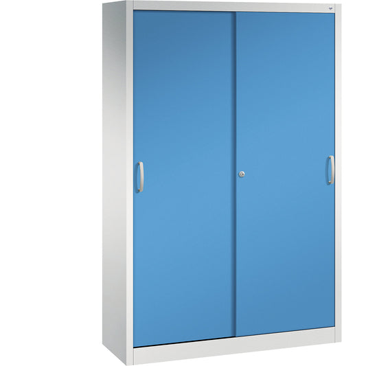 ACURADO sliding door cupboard, 4 shelves, HxWxD 1950 x 1200 x 400 mm, light grey / light blue.