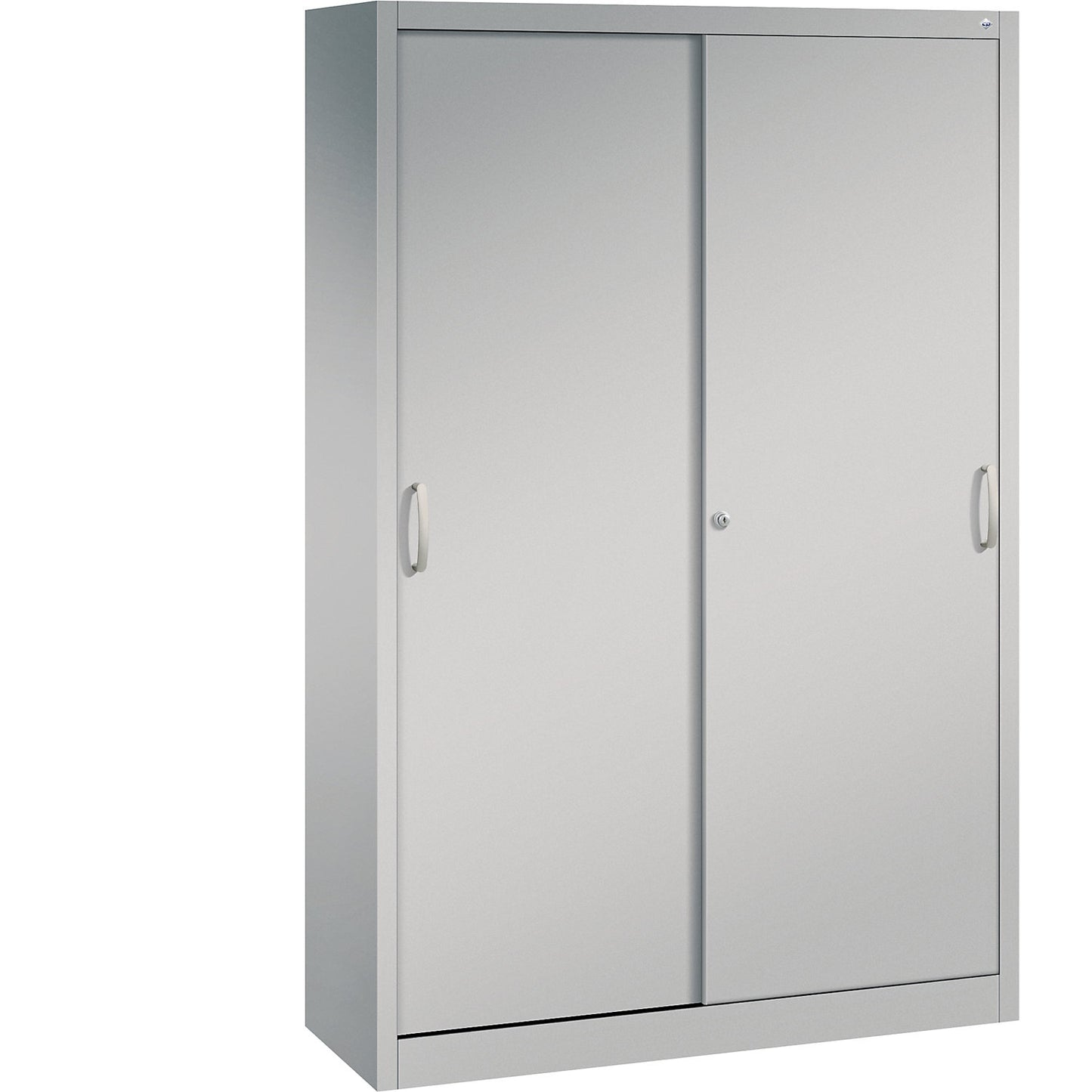 ACURADO sliding door cupboard, 4 shelves, HxWxD 1950 x 1200 x 400 mm, white aluminium.