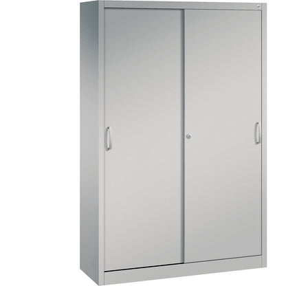 ACURADO sliding door cupboard, 4 shelves, HxWxD 1950 x 1200 x 400 mm, white aluminium.