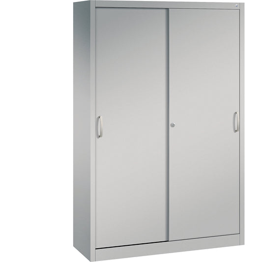 ACURADO sliding door cupboard, 4 shelves, HxWxD 1950 x 1200 x 400 mm, white aluminium.