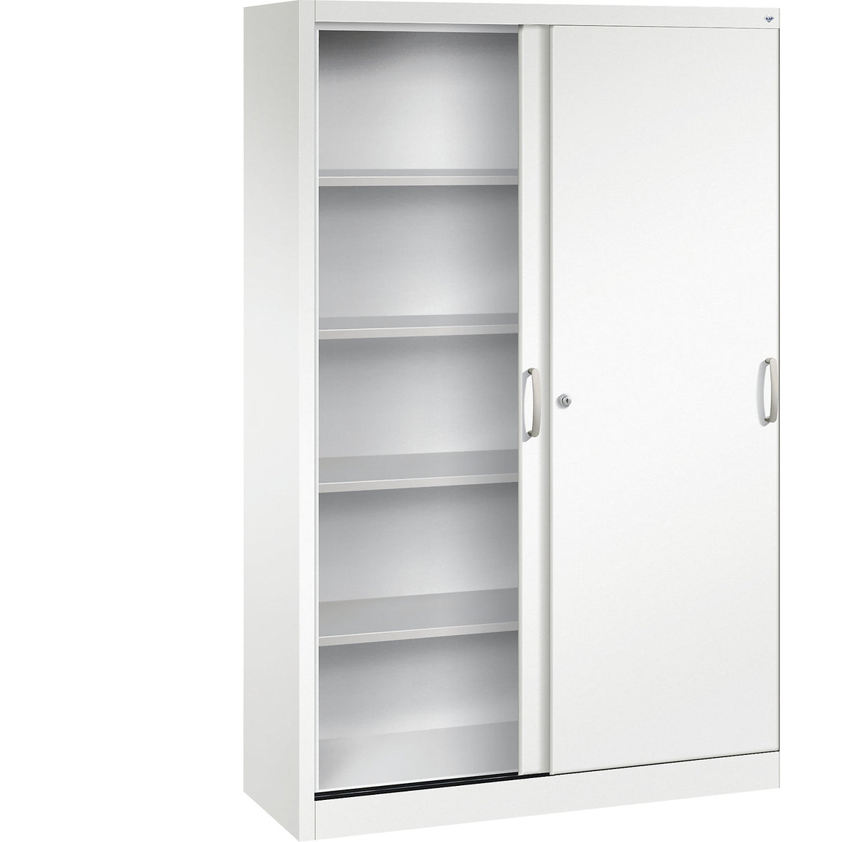 ACURADO sliding door cupboard, 4 shelves, HxWxD 1950 x 1200 x 400 mm, traffic white.