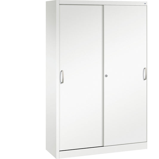 ACURADO sliding door cupboard, 4 shelves, HxWxD 1950 x 1200 x 400 mm, traffic white.