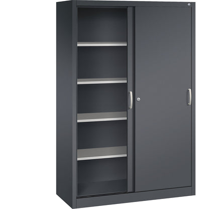 ACURADO sliding door cupboard, 4 shelves, HxWxD 1950 x 1200 x 500 mm, black grey.