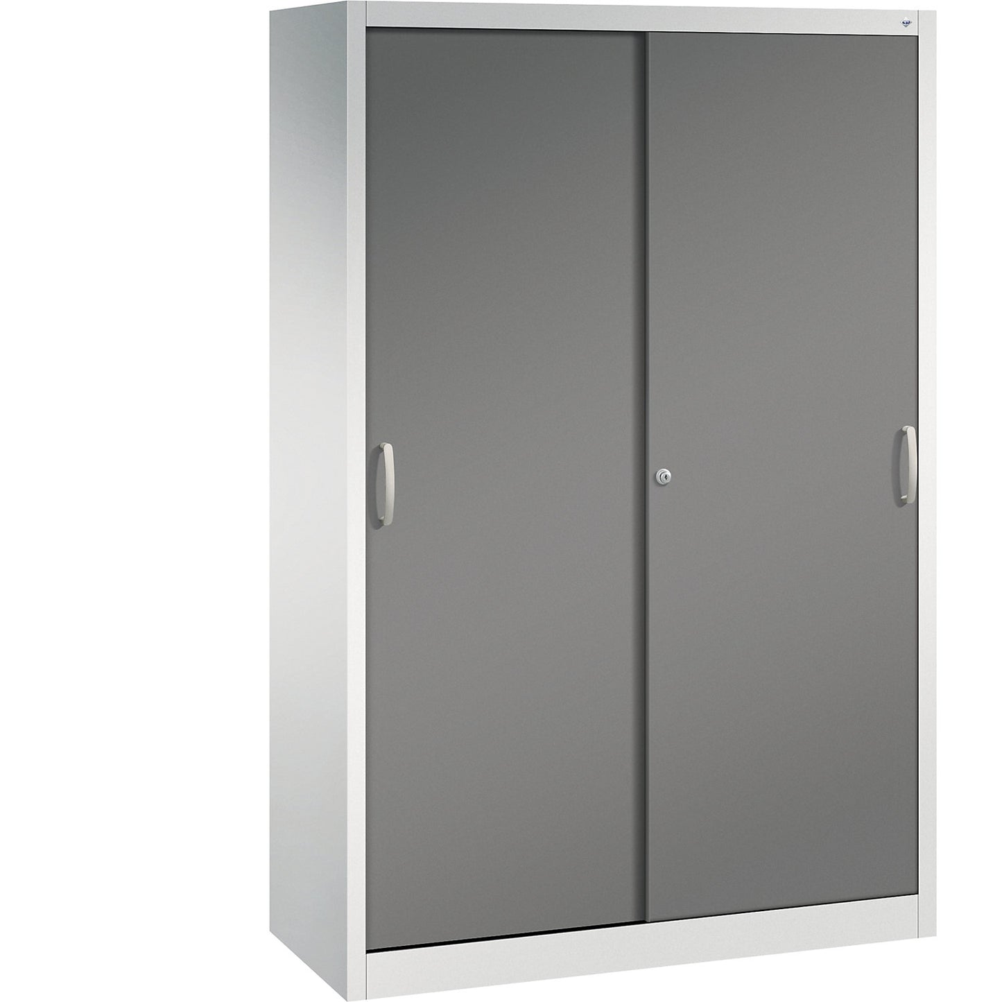 ACURADO sliding door cupboard, 4 shelves, HxWxD 1950 x 1200 x 500 mm, light grey / volcanic grey.