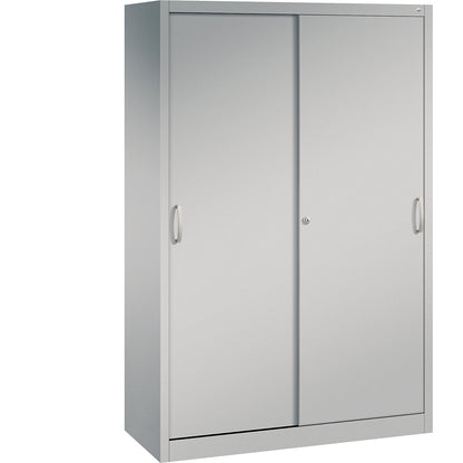 ACURADO sliding door cupboard, 4 shelves, HxWxD 1950 x 1200 x 500 mm, white aluminium.
