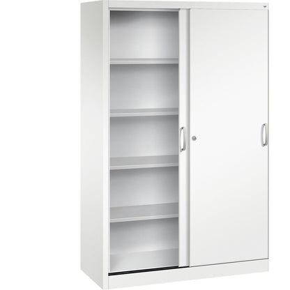 ACURADO sliding door cupboard, 4 shelves, HxWxD 1950 x 1200 x 500 mm, traffic white.