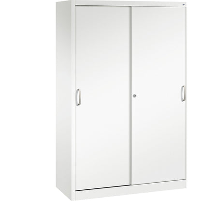 ACURADO sliding door cupboard, 4 shelves, HxWxD 1950 x 1200 x 500 mm, traffic white.