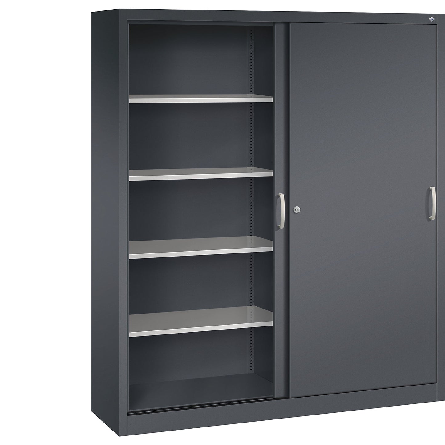 ACURADO sliding door cupboard, 8 shelves, HxWxD 1950 x 1600 x 400 mm, black grey.