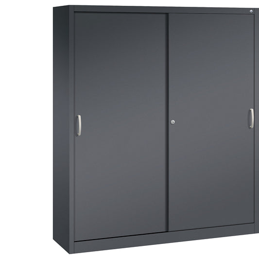 ACURADO sliding door cupboard, 8 shelves, HxWxD 1950 x 1600 x 400 mm, black grey.
