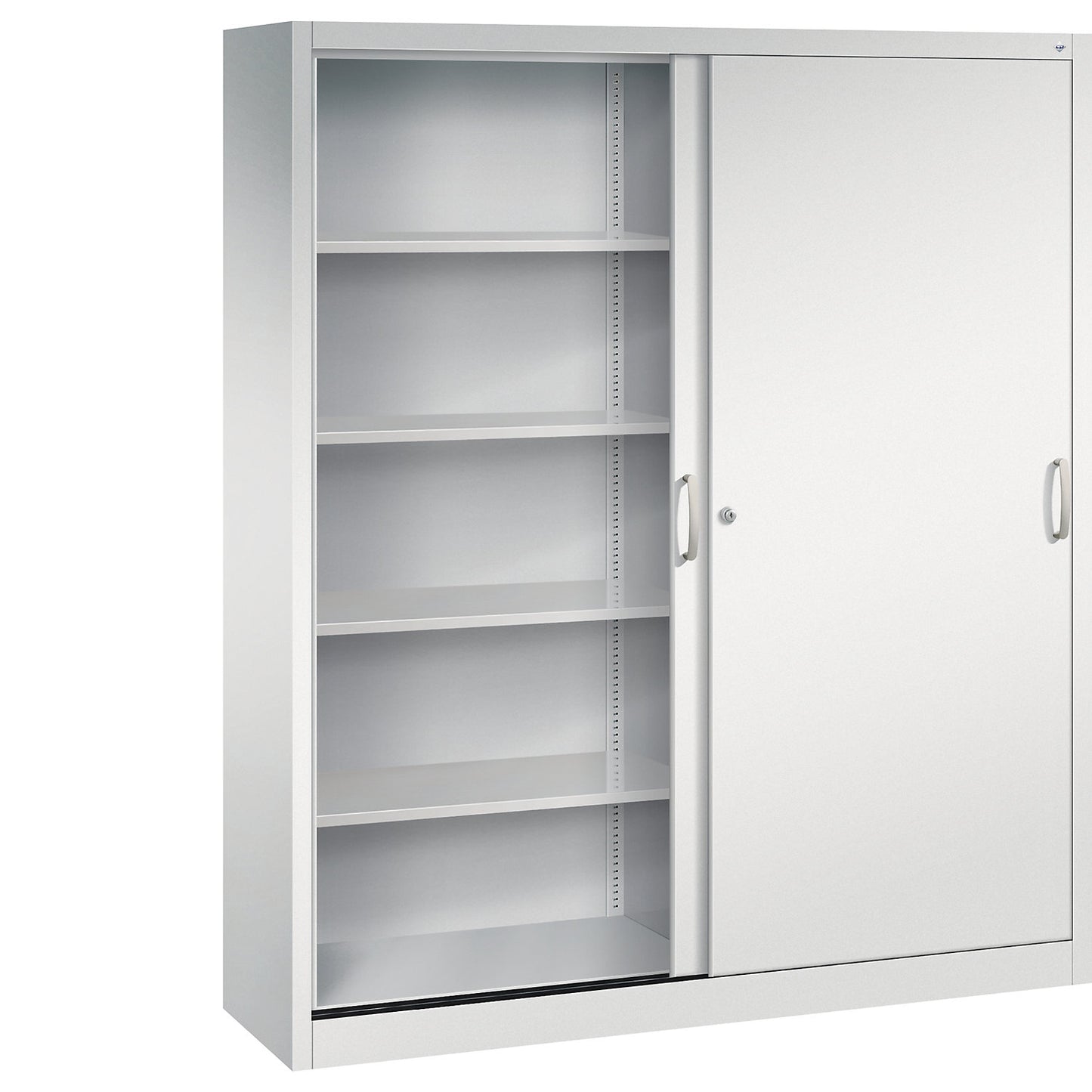 ACURADO sliding door cupboard, 8 shelves, HxWxD 1950 x 1600 x 400 mm, light grey.