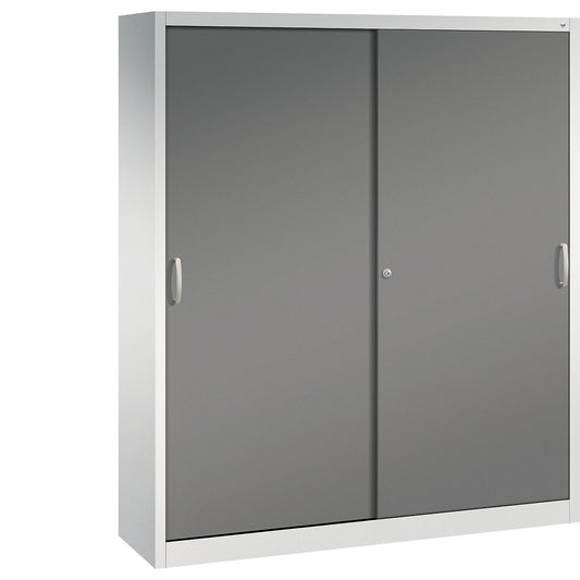 ACURADO sliding door cupboard, 8 shelves, HxWxD 1950 x 1600 x 400 mm, light grey / volcanic grey.