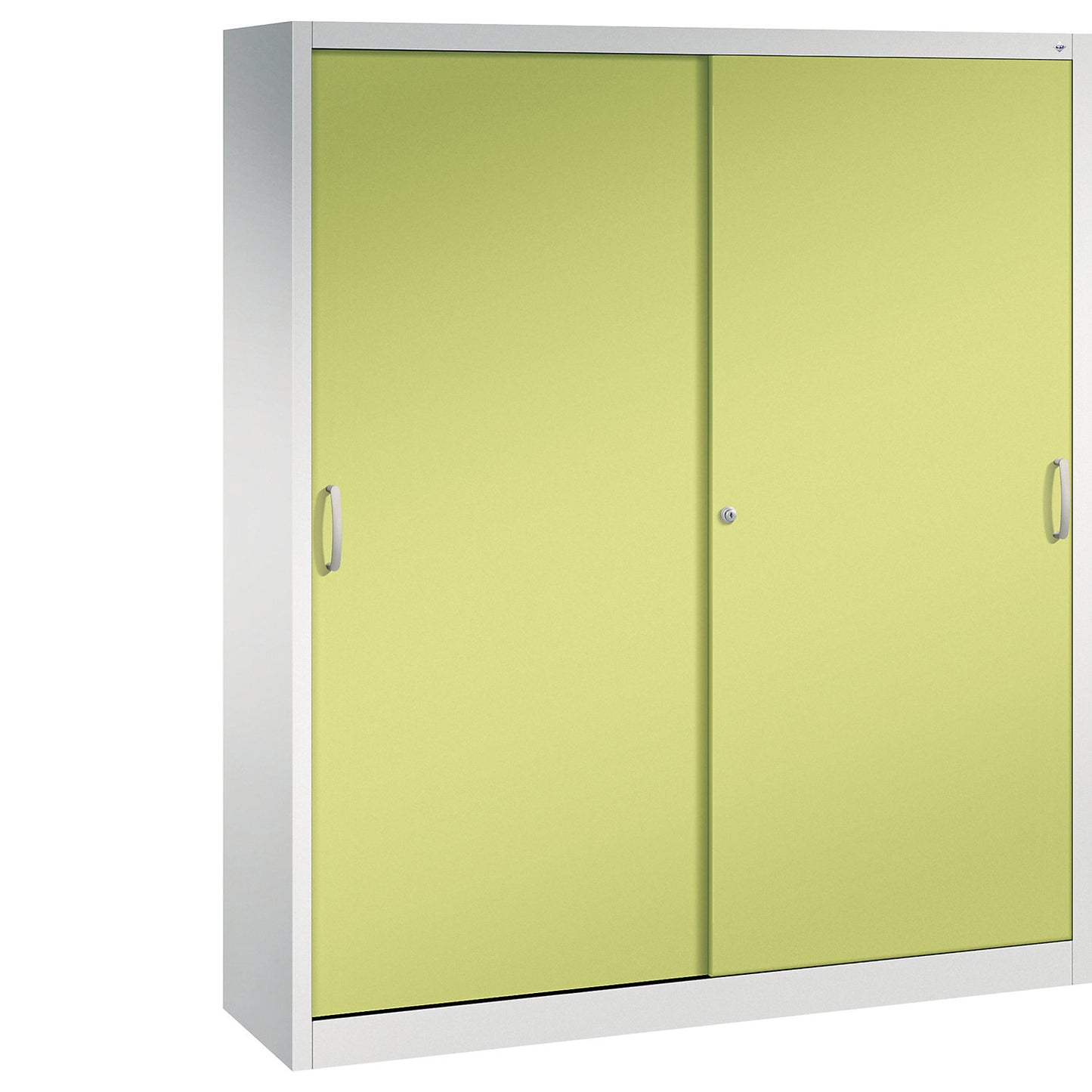 ACURADO sliding door cupboard, 8 shelves, HxWxD 1950 x 1600 x 400 mm, light grey / viridian green.