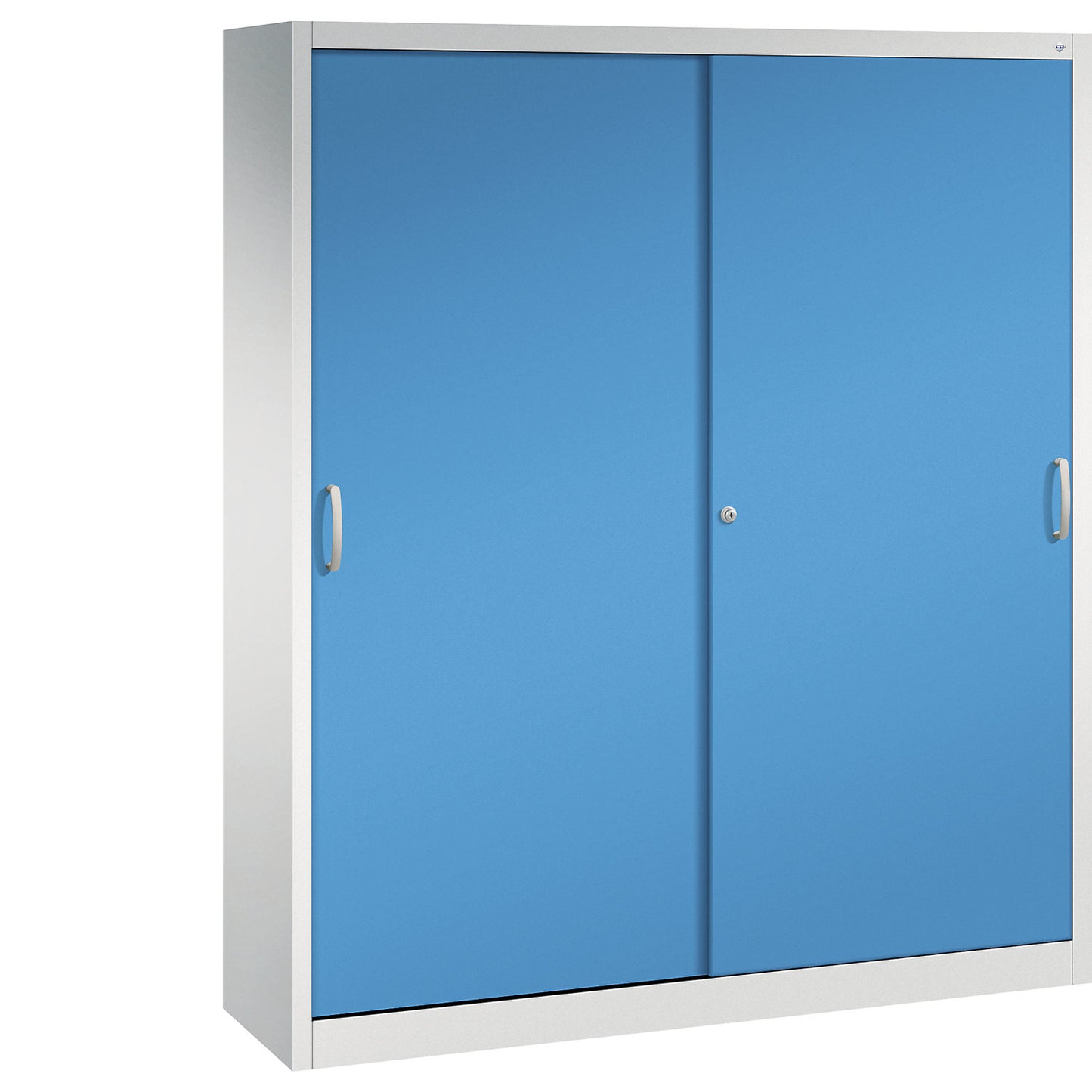 ACURADO sliding door cupboard, 8 shelves, HxWxD 1950 x 1600 x 400 mm, light grey / light blue.