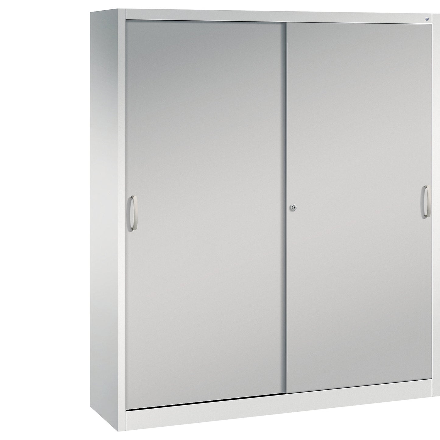 ACURADO sliding door cupboard, 8 shelves, HxWxD 1950 x 1600 x 400 mm, light grey / white aluminium.