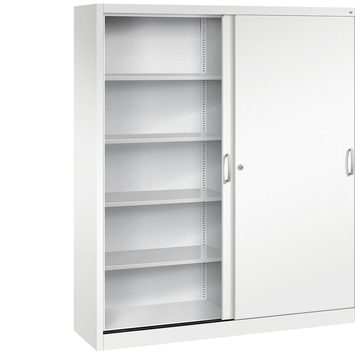ACURADO sliding door cupboard, 8 shelves, HxWxD 1950 x 1600 x 400 mm, traffic white.
