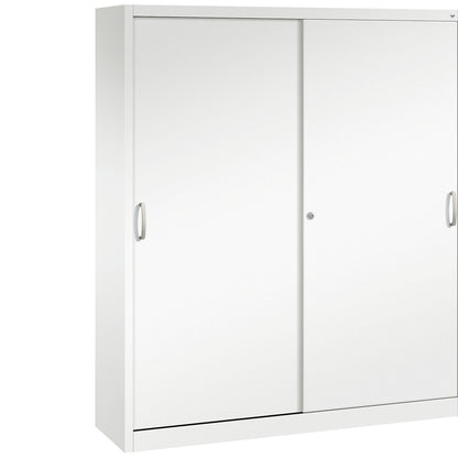 ACURADO sliding door cupboard, 8 shelves, HxWxD 1950 x 1600 x 400 mm, traffic white.