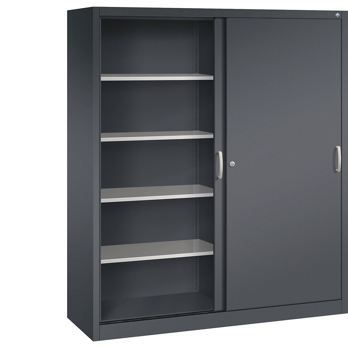 ACURADO sliding door cupboard, 8 shelves, HxWxD 1950 x 1600 x 500 mm, black grey.