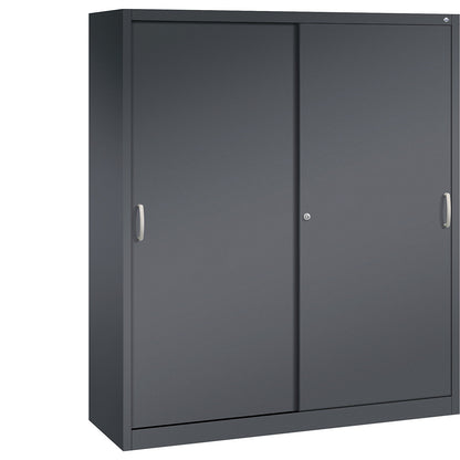 ACURADO sliding door cupboard, 8 shelves, HxWxD 1950 x 1600 x 500 mm, black grey.