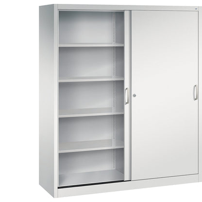 ACURADO sliding door cupboard, 8 shelves, HxWxD 1950 x 1600 x 500 mm, light grey.