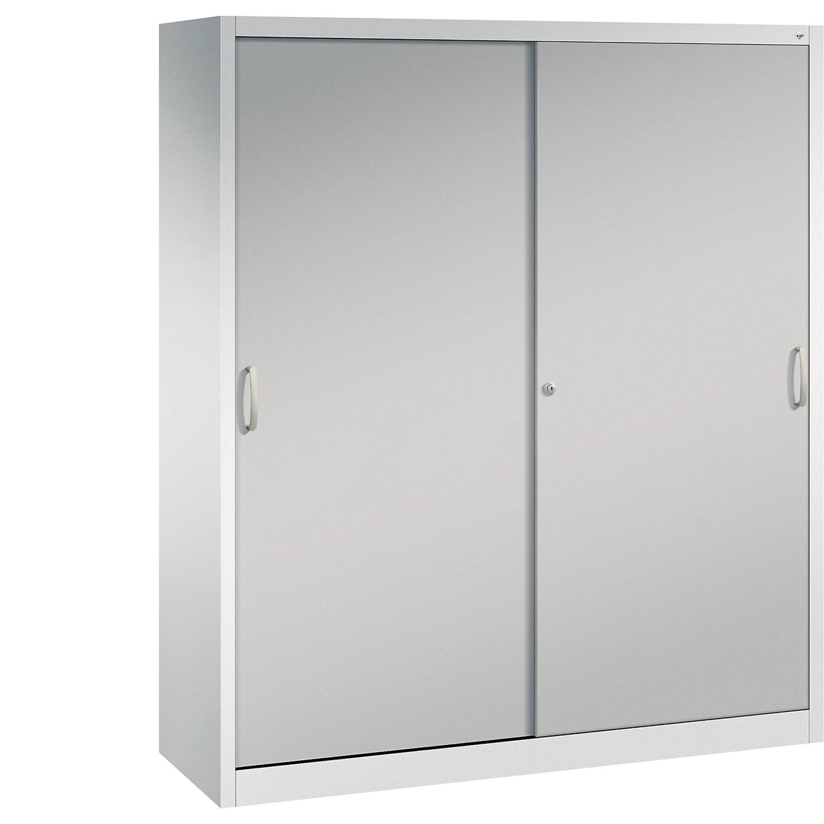 ACURADO sliding door cupboard, 8 shelves, HxWxD 1950 x 1600 x 500 mm, light grey / white aluminium.