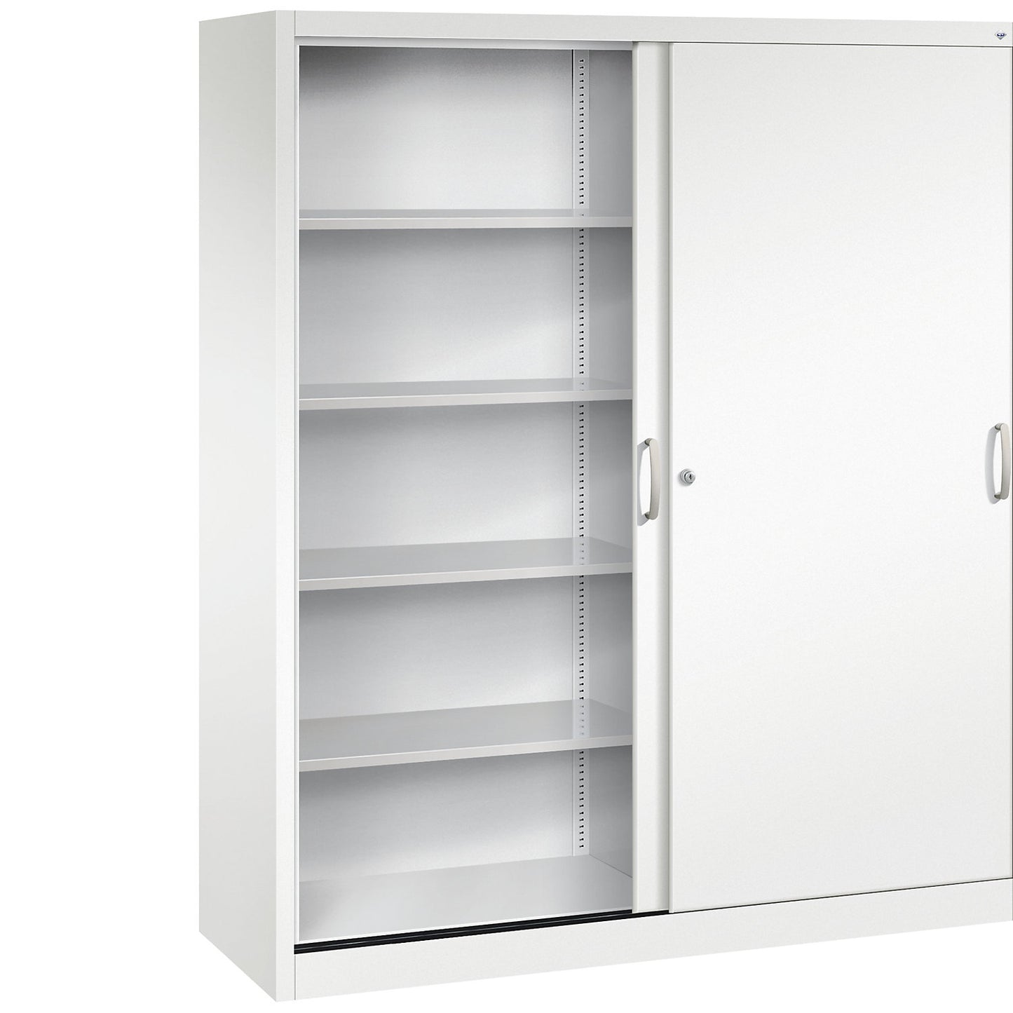 ACURADO sliding door cupboard, 8 shelves, HxWxD 1950 x 1600 x 500 mm, traffic white.
