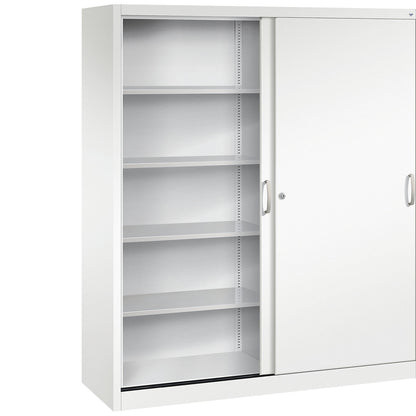 ACURADO sliding door cupboard, 8 shelves, HxWxD 1950 x 1600 x 500 mm, traffic white.