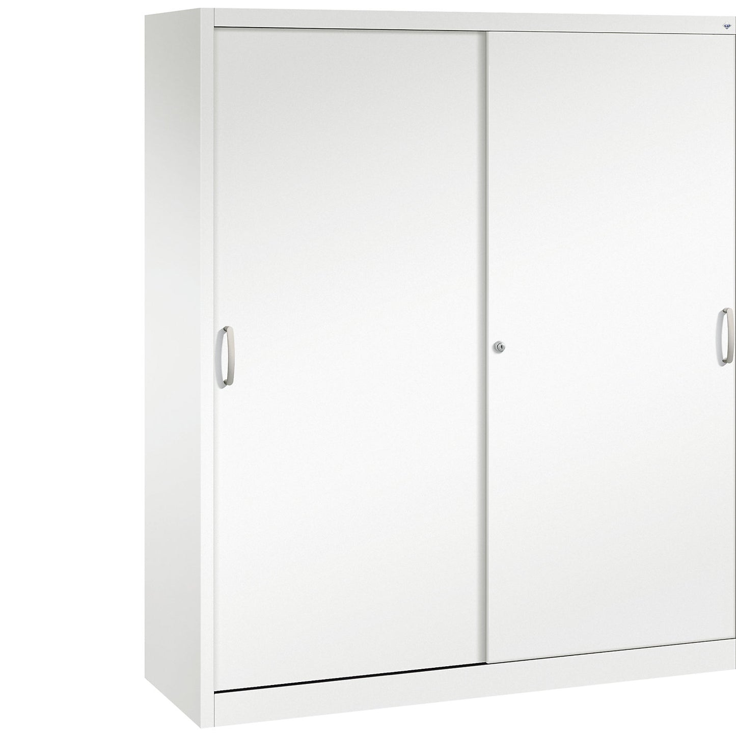 ACURADO sliding door cupboard, 8 shelves, HxWxD 1950 x 1600 x 500 mm, traffic white.