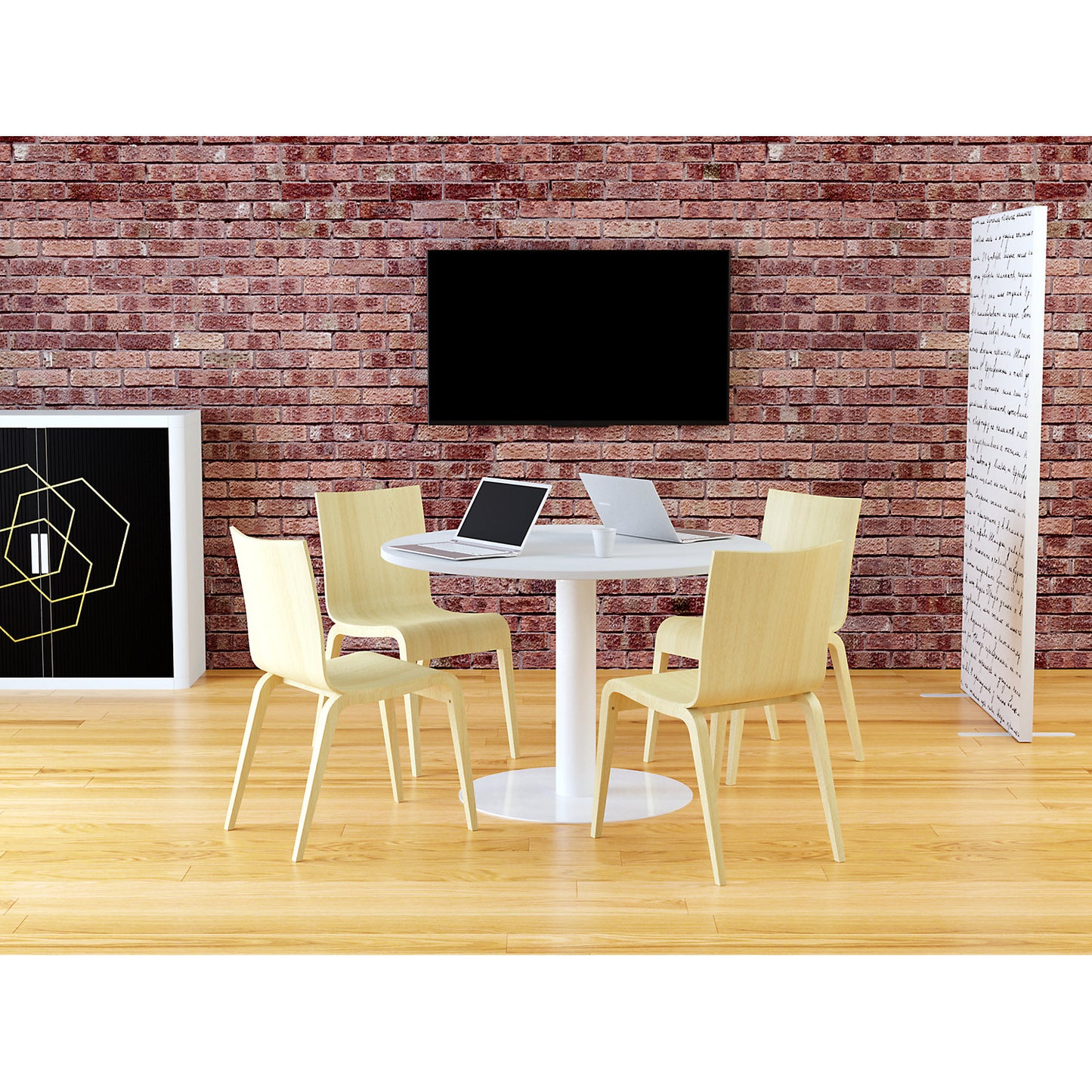 Conference table, Ø 1150 mm, 750 mm high, white.