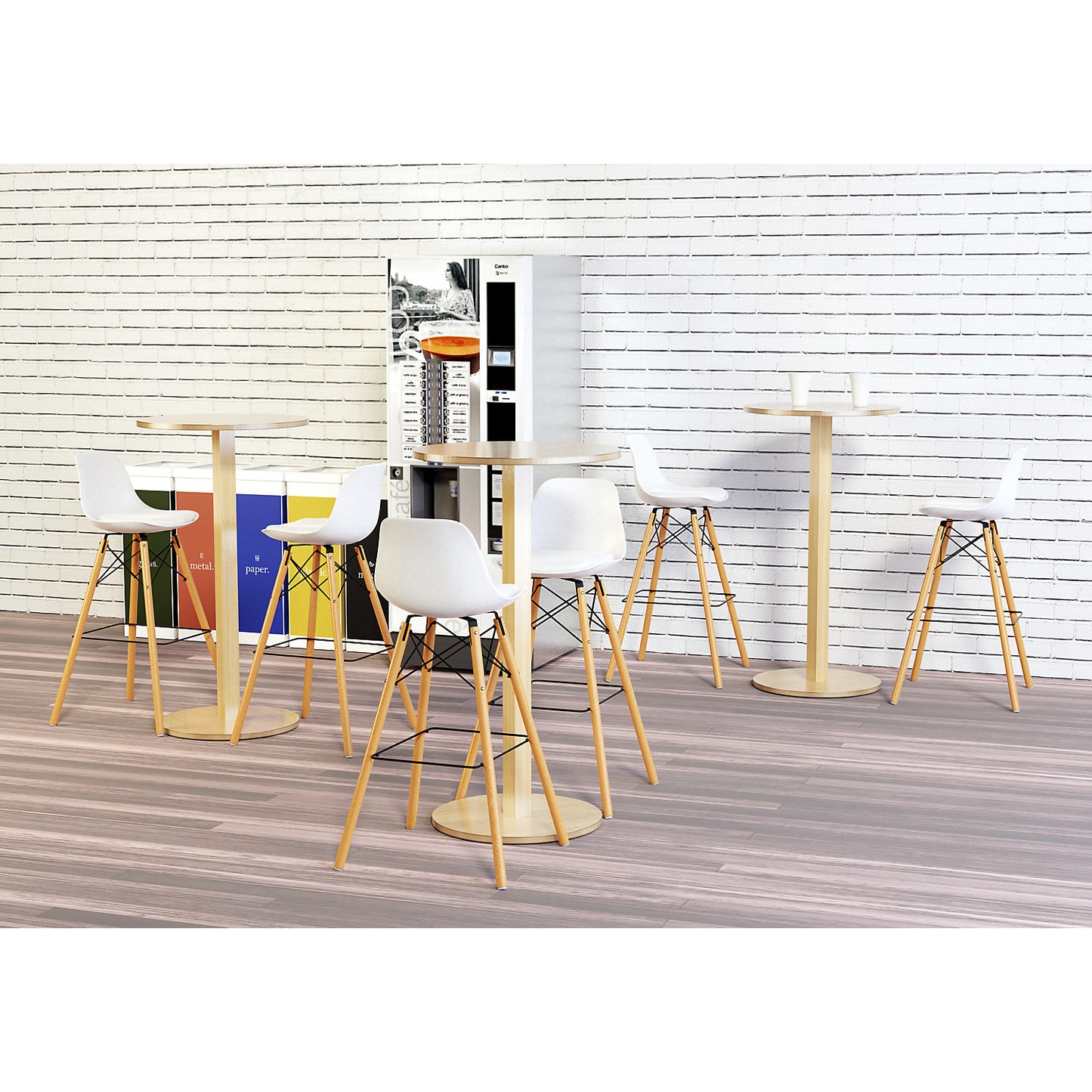 STEELWOOD bar stool, with seat cushions, pack of 2, white.