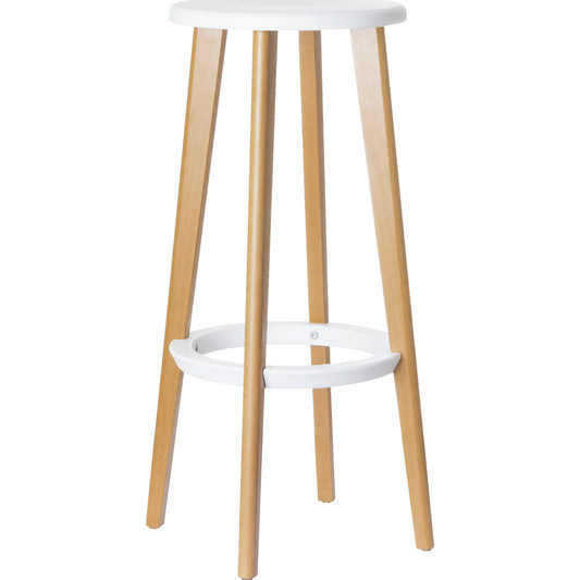 WOODY bar stool, with wooden legs, pack of 2, white.