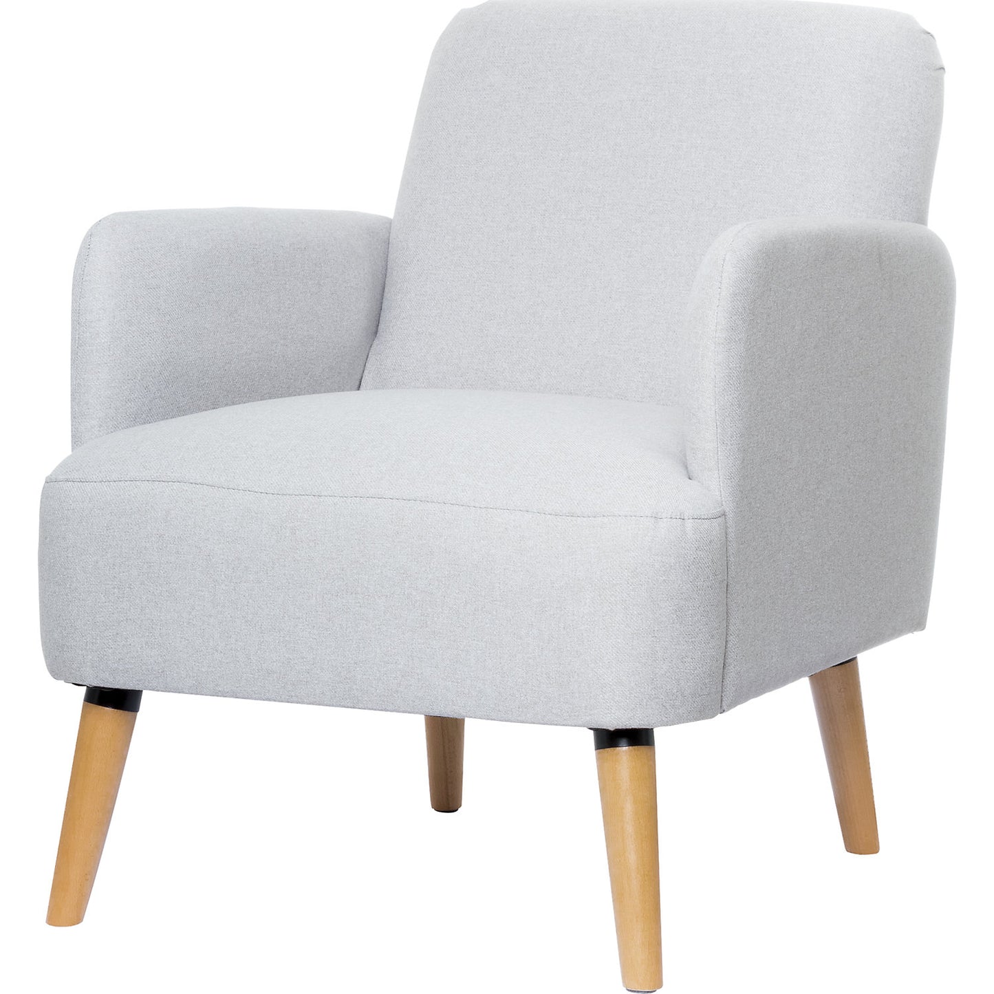 BROOKS armchair, feet made of solid wood, light grey.