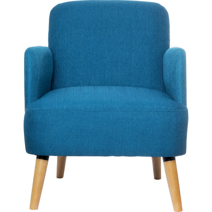 BROOKS armchair, feet made of solid wood, blue.