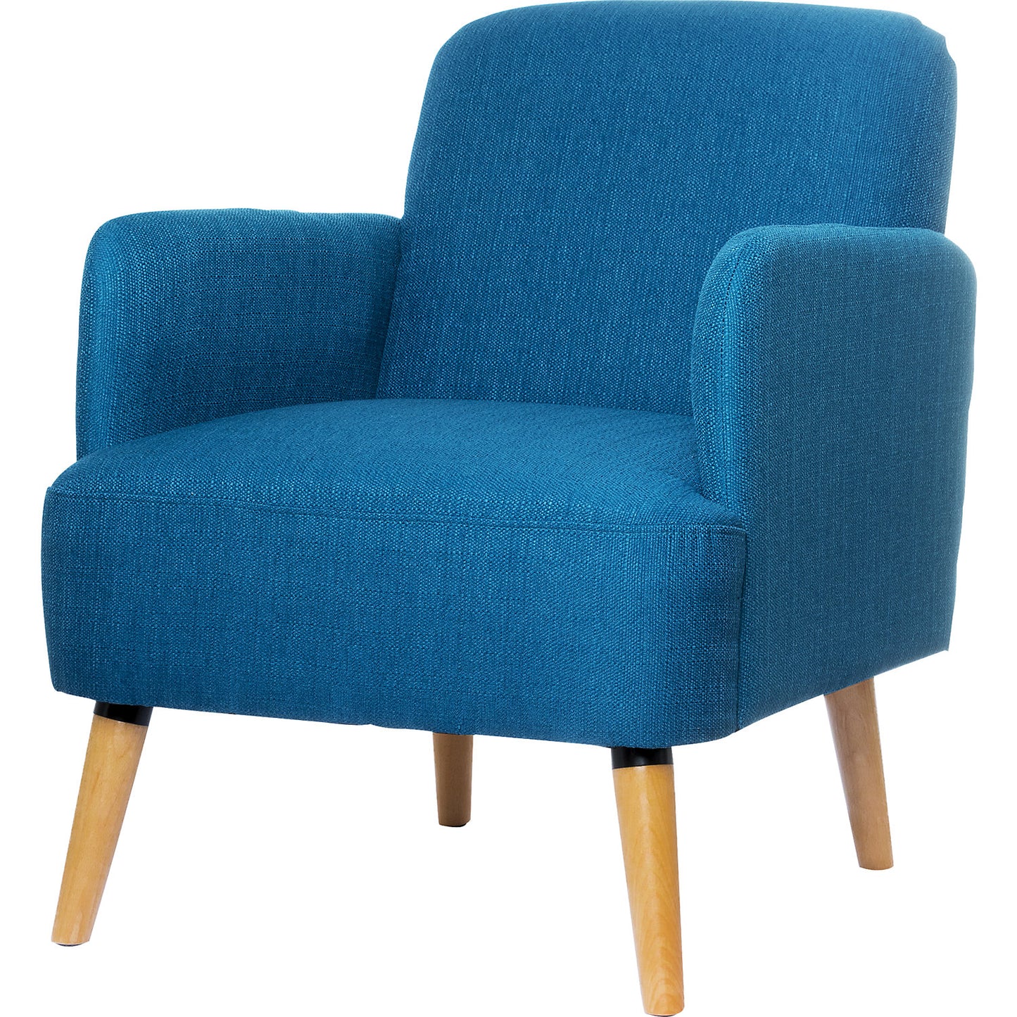BROOKS armchair, feet made of solid wood, blue.