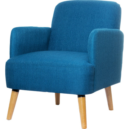 BROOKS armchair, feet made of solid wood, blue.