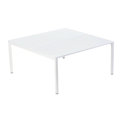 Desk for teams of two, width 1400 mm, depth 800 / 1660 mm, white.