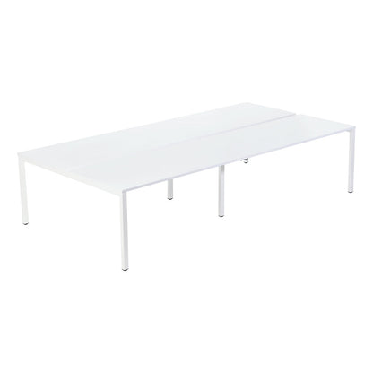 Desk for teams of four, width 1200 / 2400 mm, depth 800 / 1660 mm, white.