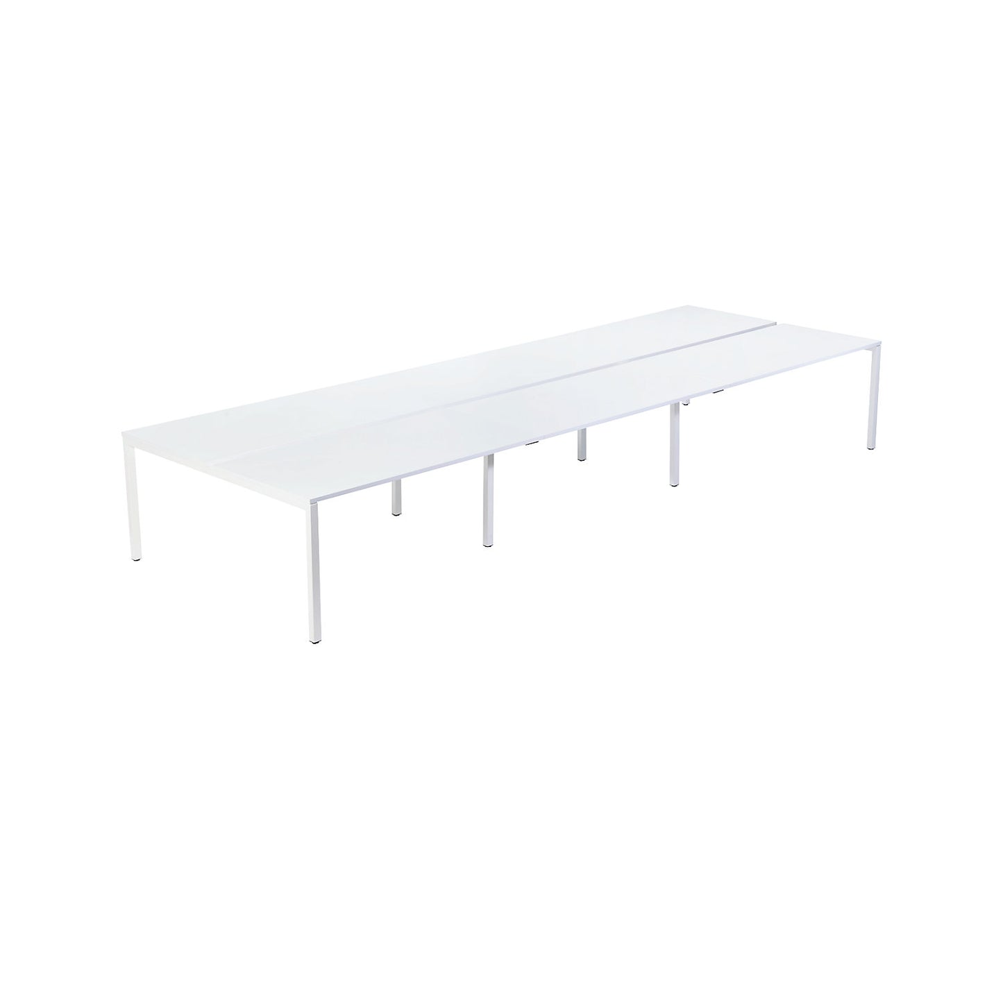 Desk for teams of six, width 1400 / 4200 mm, depth 800 / 1660 mm, white.