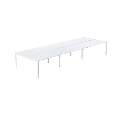Desk for teams of six, width 1400 / 4200 mm, depth 800 / 1660 mm, white.