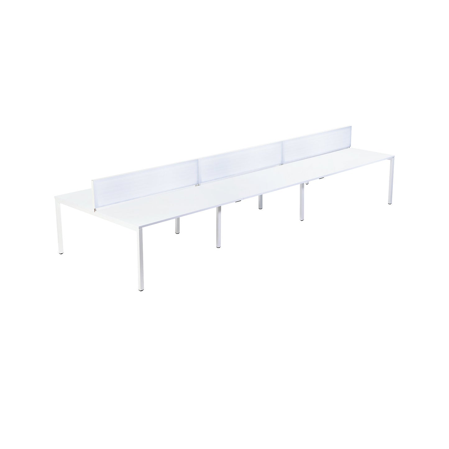 Desk for teams of six, width 1400 / 4200 mm, depth 800 / 1660 mm, white.